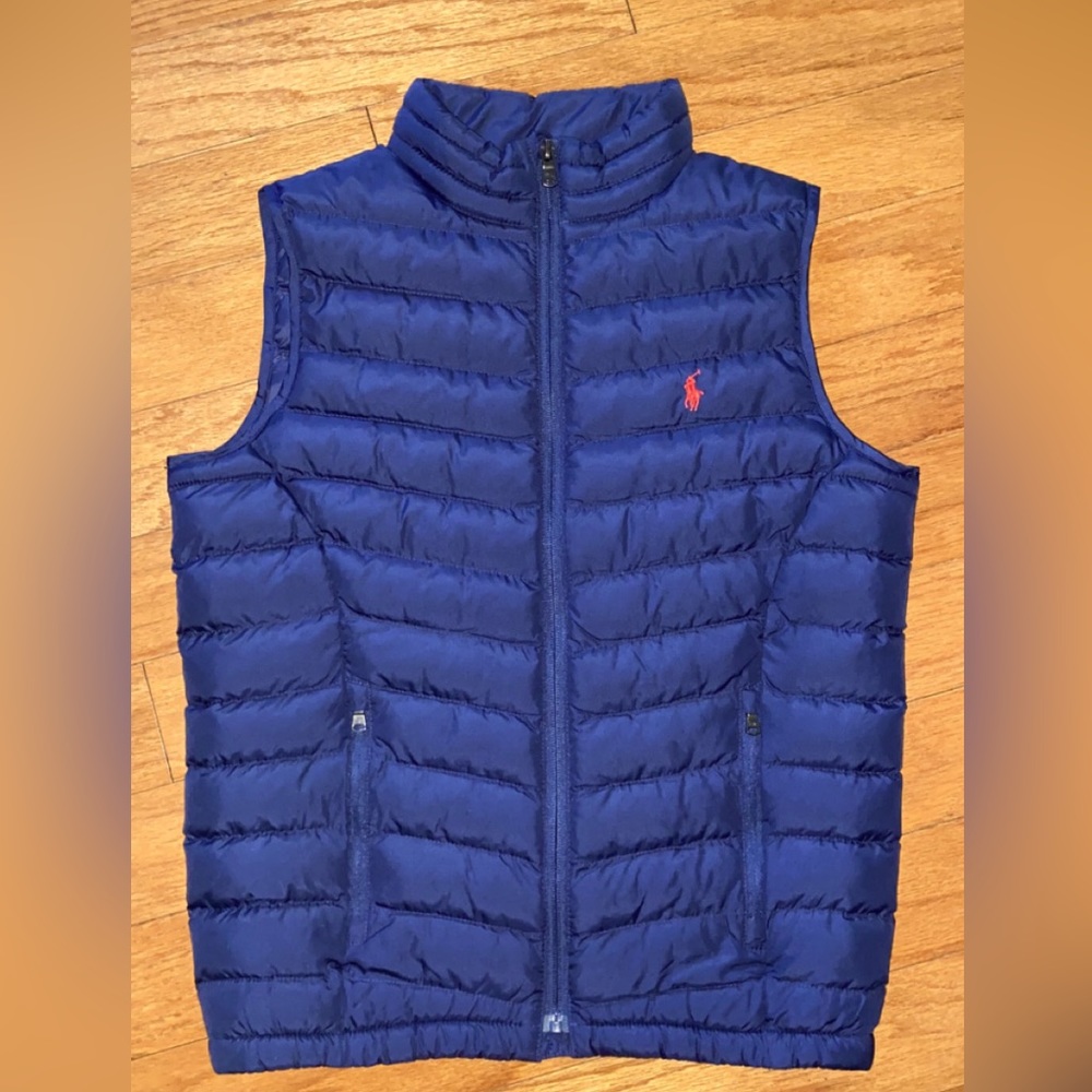 Boys Ralph Lauren polo navy blue puffer vest